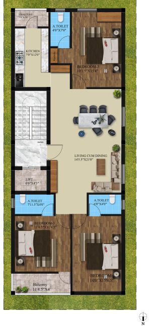 Architectural floor plan rendering for Tambaram property